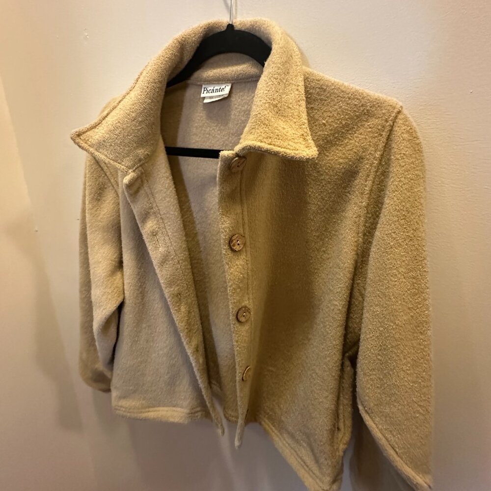 Vintage Picánte! Tan Cropped Fleece Jacket – Size Medium – Made in USA